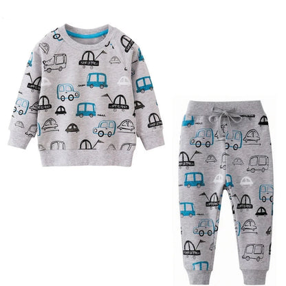 Cartoon Print Sweatshirts and Pants Tracksuit Set childrensterritory