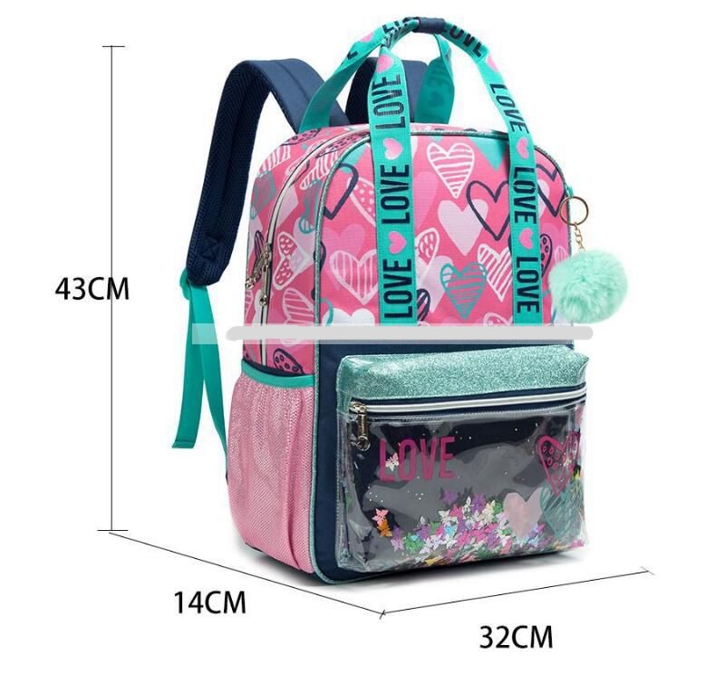 Cartoon Letter Print 16-Inch 3-Piece Set of Kids School Trolley Backpack childrensterritory