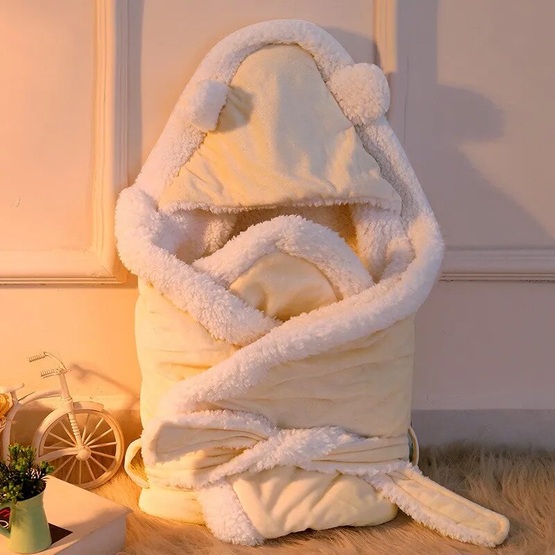 Warm Soft Baby Blanket and Swaddling Solid Bedding Set childrensterritory