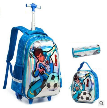 3D Cartoon Print kids Student Trolley Bags Set childrensterritory