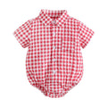 Plaid Cotton Baby Boys Short Sleeve Summer Bodysuit childrensterritory