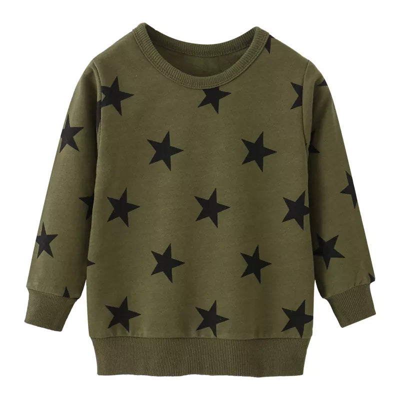 Long Sleeve Stars Cartoon Print Kid Boys Girls Sweatshirts childrensterritory