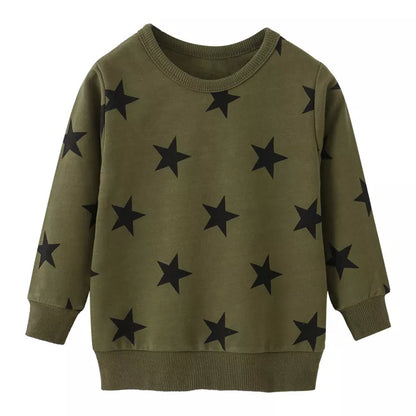 Long Sleeve Stars Cartoon Print Kid Boys Girls Sweatshirts childrensterritory