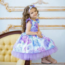 Kids Girls Floral Print Princess Dress With Bow Headband childrensterritory