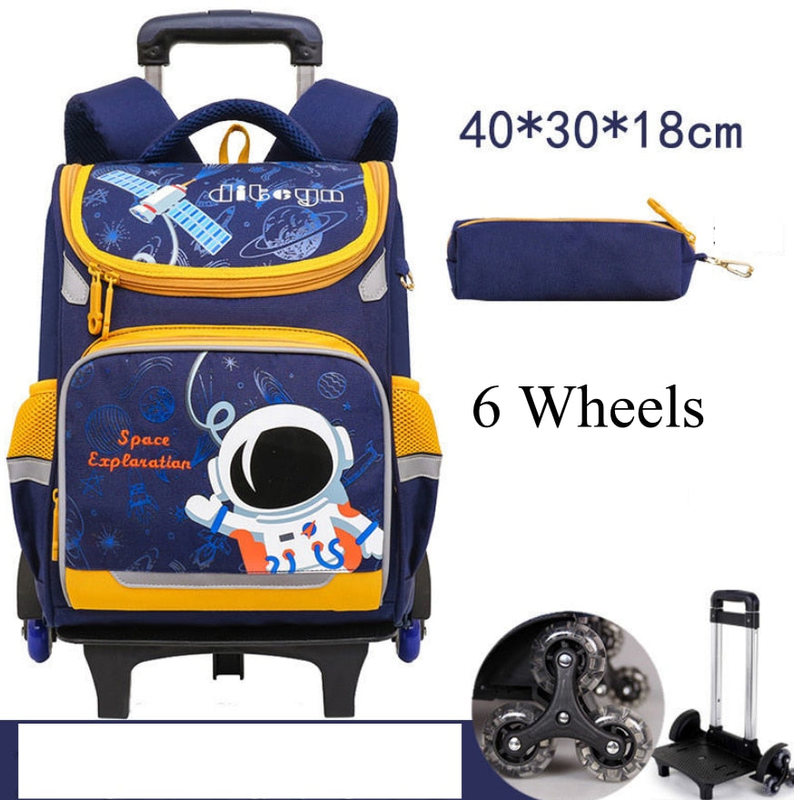Space Theme Kids Boys School Rolling Backpacks childrensterritory