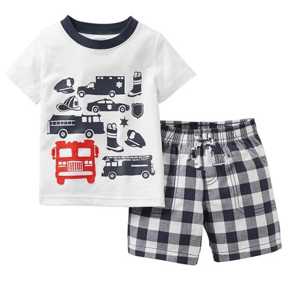 Kids Boys Girls Short Sleeved Racing Car Print Sleepwear childrensterritory