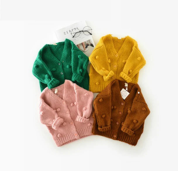 Toddler Girls Warm Knitted 3D Ball Sweater