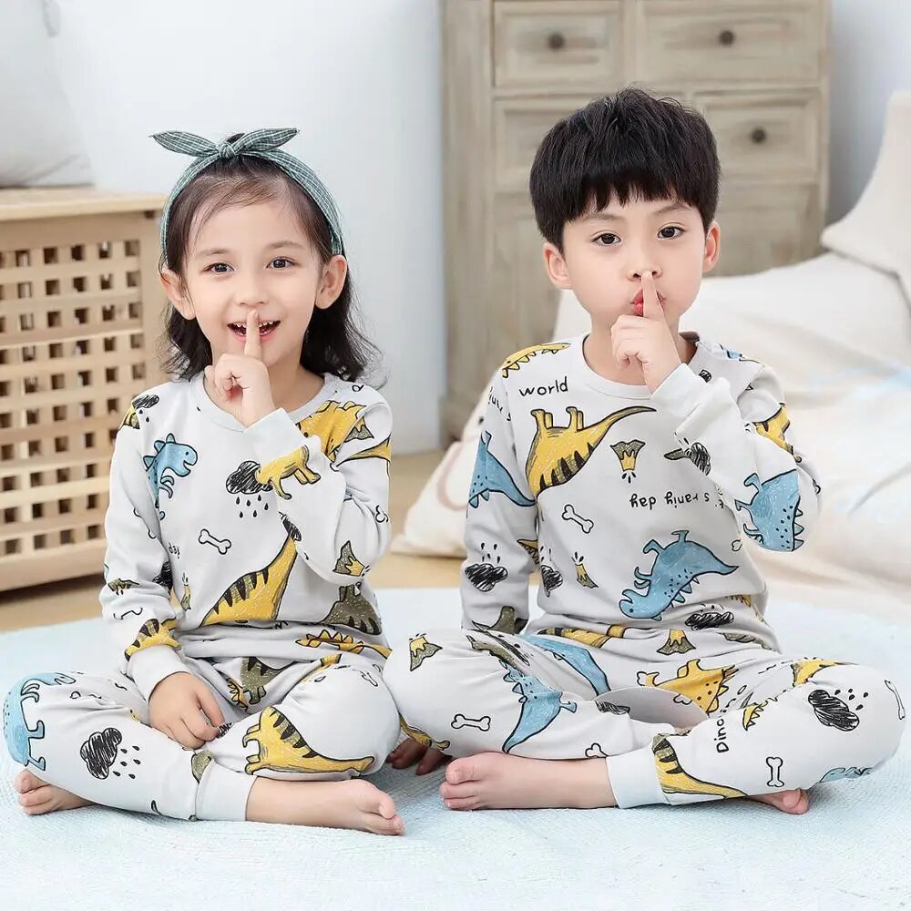 Kids Unisex Cartoon and Floral Print Soft Sleepwear Pajamas Sets childrensterritory