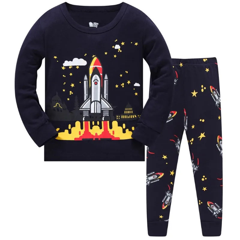 Kids Boys Space Rockets Printed Sleepwear Pajamas childrensterritory