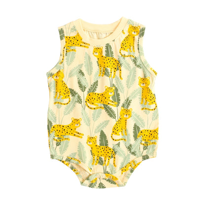 Baby Boys Tiger Print Cotton Sleeveless Bodysuit childrensterritory
