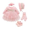 Newborn Girl Christening Dresses Set (Shoes, Tights & Long Socks) childrensterritory