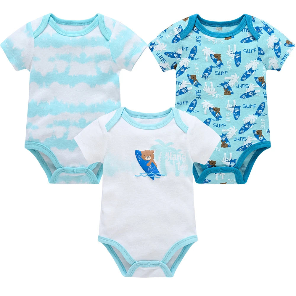 6 pcs/lot Baby Girls Cartoon Print Bodysuits for Summer childrensterritory