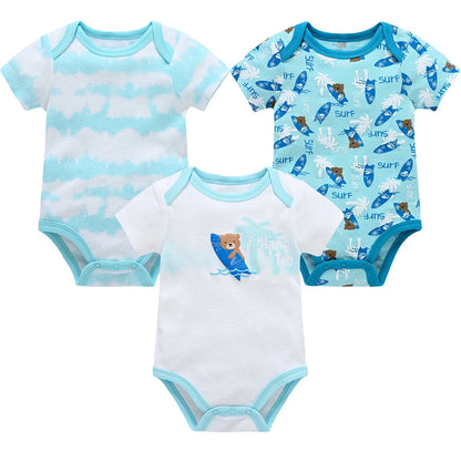 6 pcs/lot Baby Girls Cartoon Print Bodysuits for Summer childrensterritory