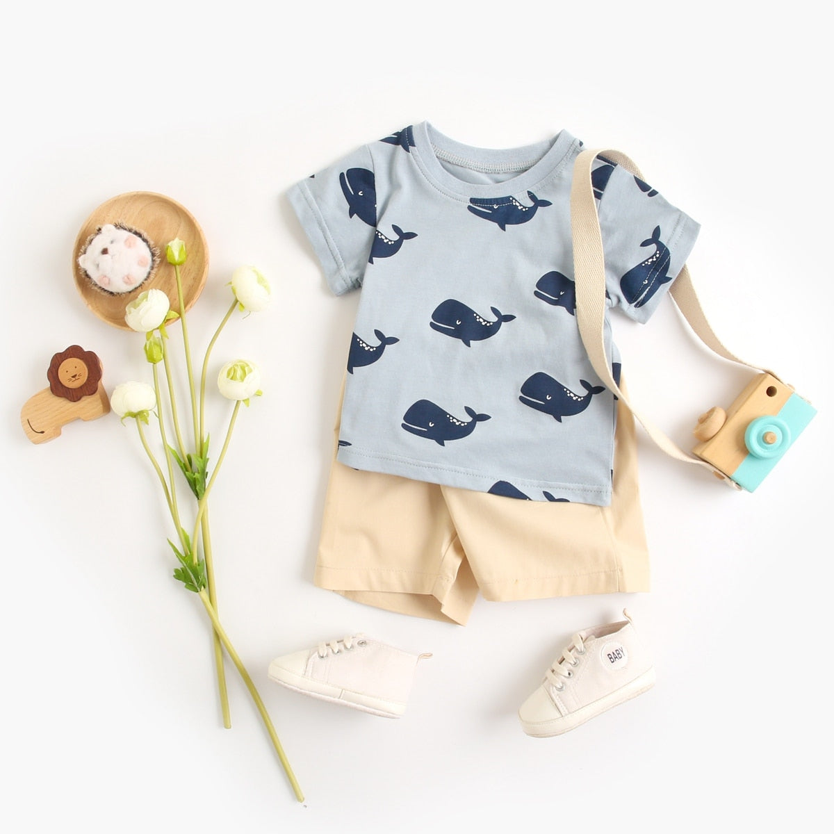 Cartoon Print Baby Boy 2pcs Casual Summer Clothing Sets childrensterritory