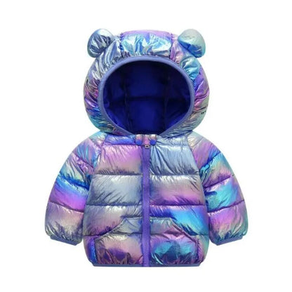 Little Girls Warm Hooded Glossy Design Jackets childrensterritory
