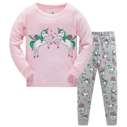 Kids Girls Cartoon Unicorn/Mermaid Print Sleepwear Set childrensterritory