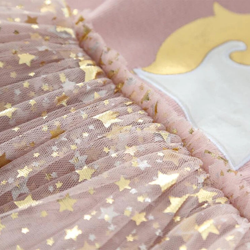 Kids Girls Unicorn Design Sequin Mesh Princess Dresses
