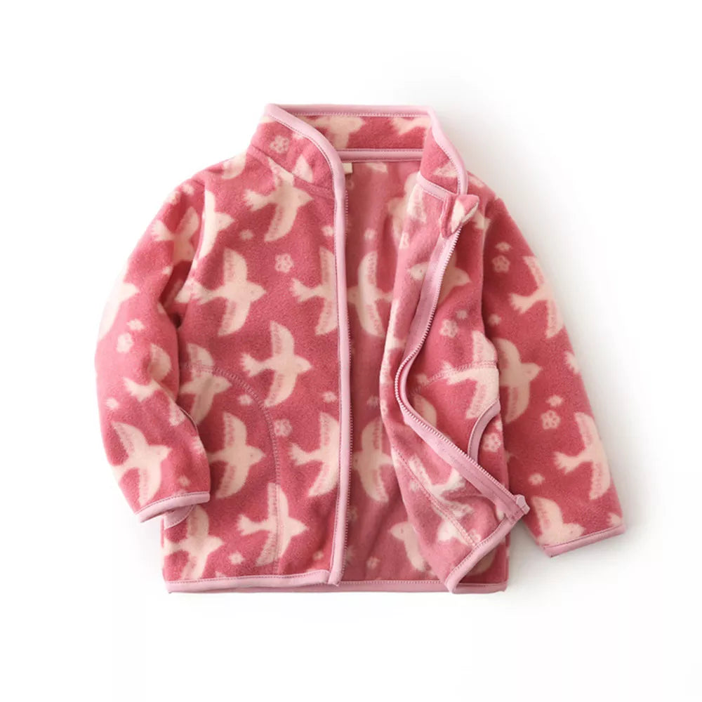 Printed Soft Fleece Kids Zipper Outerwear for Boys Girls childrensterritory