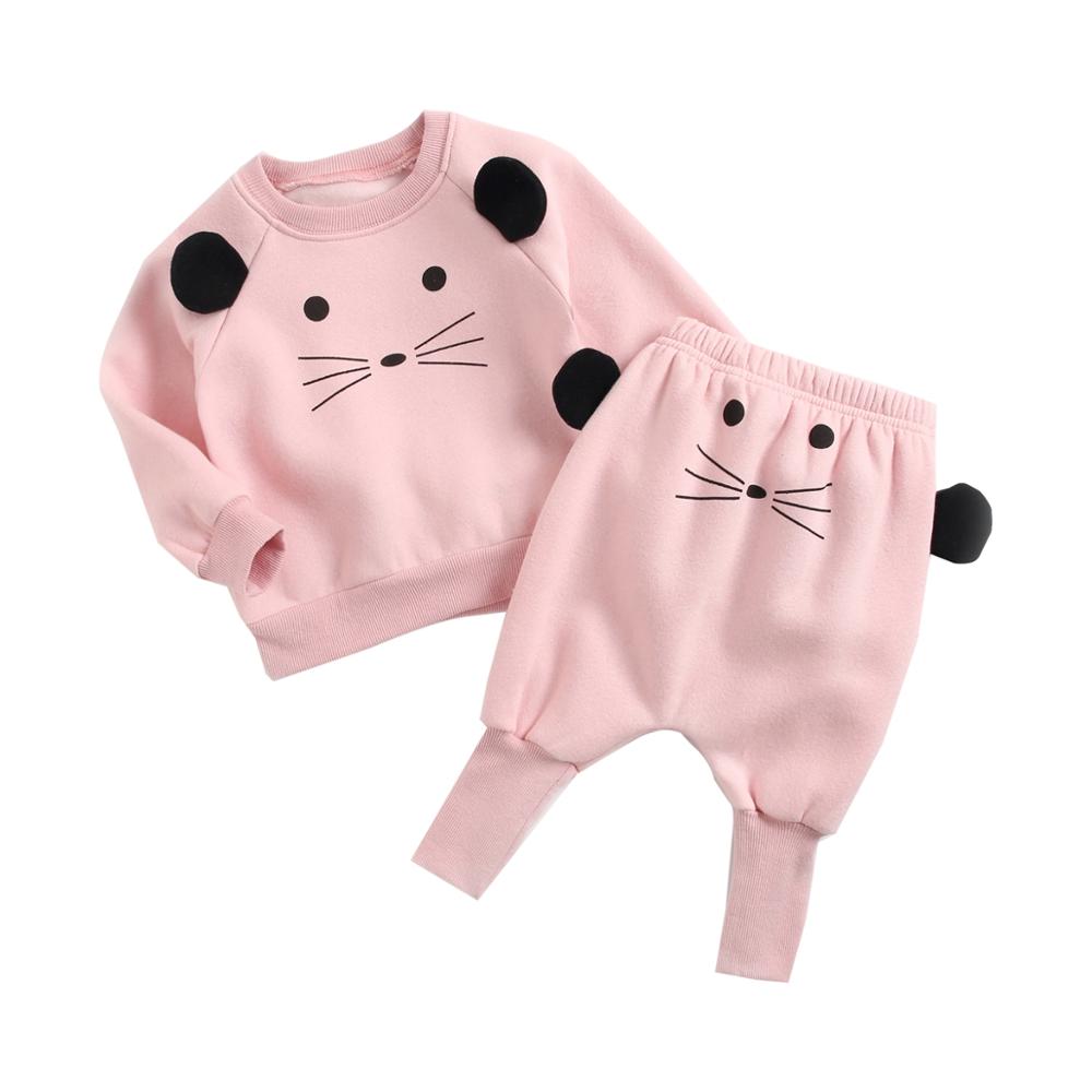 Animal Printed 2Pcs Casual Warm Baby Clothes Sets Tops + Pants childrensterritory