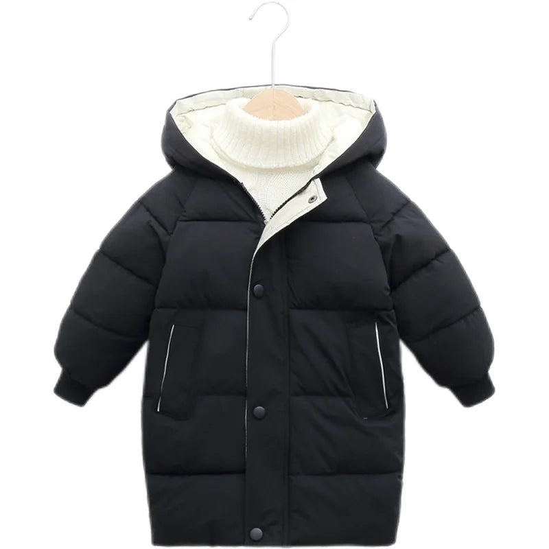 Kids Solid Color Pattern Hooded Down Cotton Jackets/Parkas childrensterritory