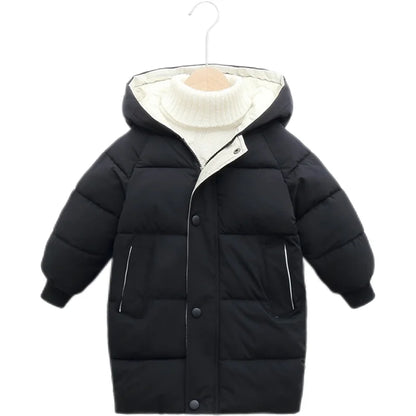 Kids Solid Color Pattern Hooded Down Cotton Jackets/Parkas childrensterritory