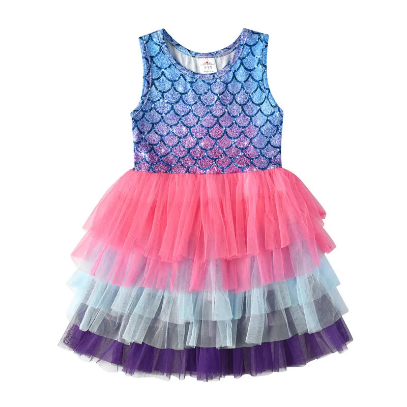 Kids Girls Unicorn Embroidery Birthday Tutu Dresses childrensterritory
