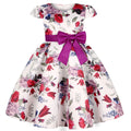 Flower Print Kids Girls Elegant Birthday Party Dresses childrensterritory