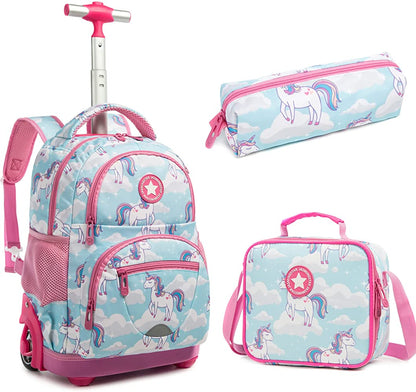 Kids 16-inch Rolling Luggage Bags School Backpack Set childrensterritory