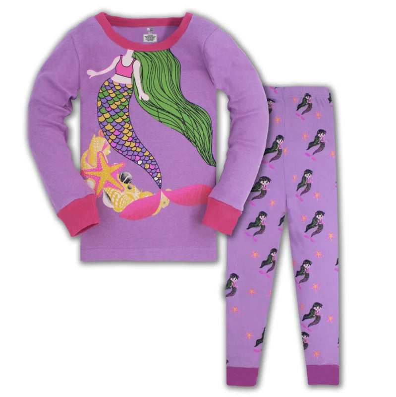 Kids Girls Cartoon Unicorn/Mermaid Print Sleepwear Set childrensterritory