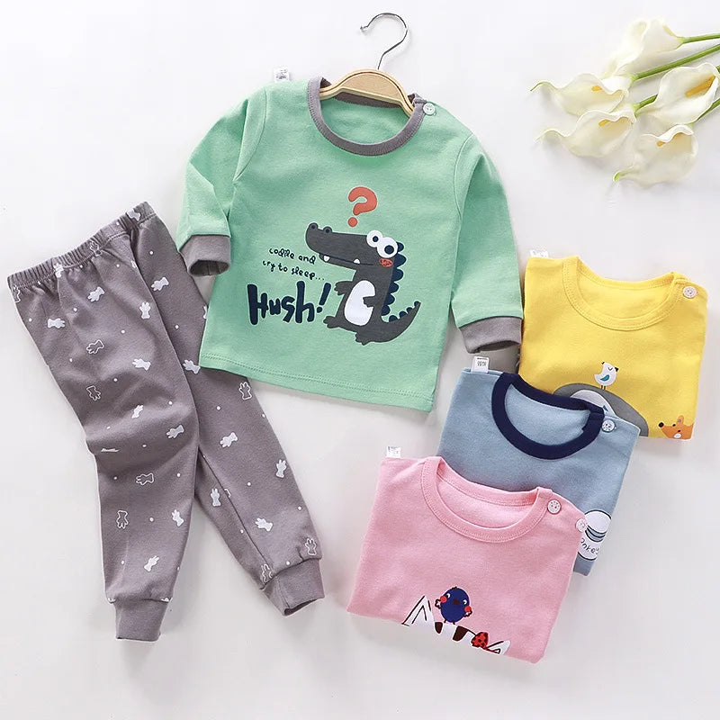 Kids Cartoon Print Long-Sleeved Clothing Set childrensterritory
