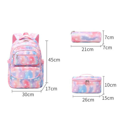Kids Girls Stars Print School Backpack with Lunch Box and Pencil Case