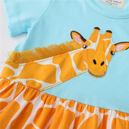 Cute Giraffe Design Girls Summer Dresses childrensterritory