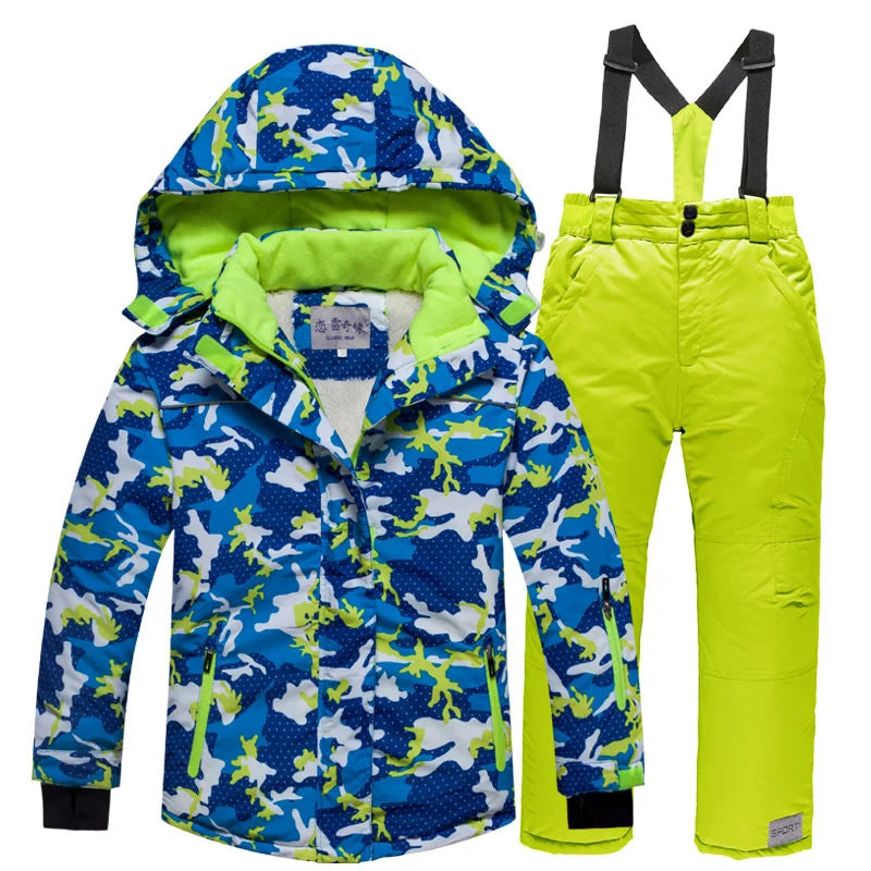 Kids Waterproof Warm Fleece Snow Suits Set childrensterritory
