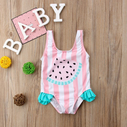 Lovely Watermelon Print Baby Girls Swimwear childrensterritory