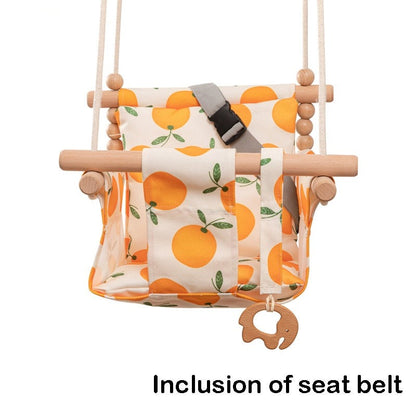 Cartoon Canvas Baby Wood Hanging Chair Outdoor Toy-Children&amp;
