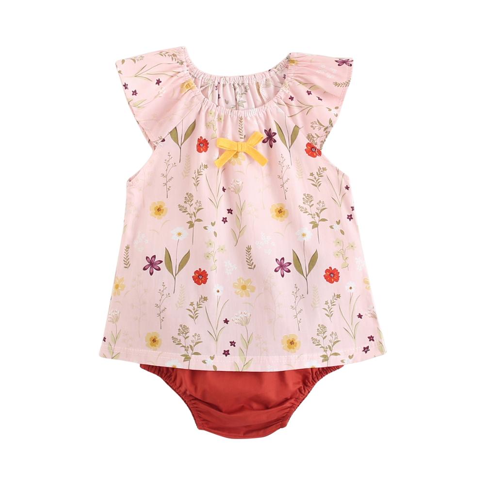 Baby Girl Floral Tops + Bottoms 2pcs Casual Cotton Outfits childrensterritory