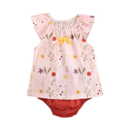 Baby Girl Floral Tops + Bottoms 2pcs Casual Cotton Outfits childrensterritory