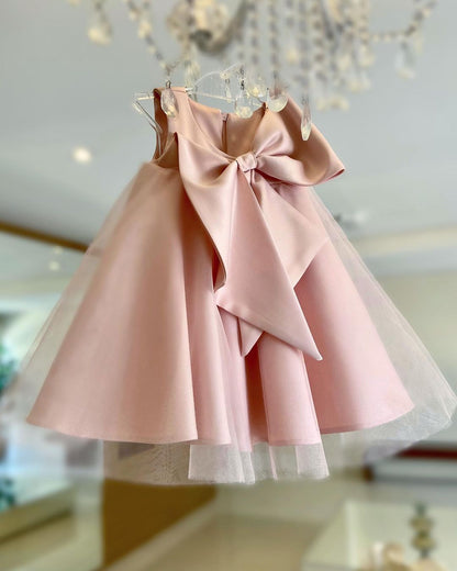 Little Girls Elegant Big Bow Tulle Wedding Party Dresses childrensterritory