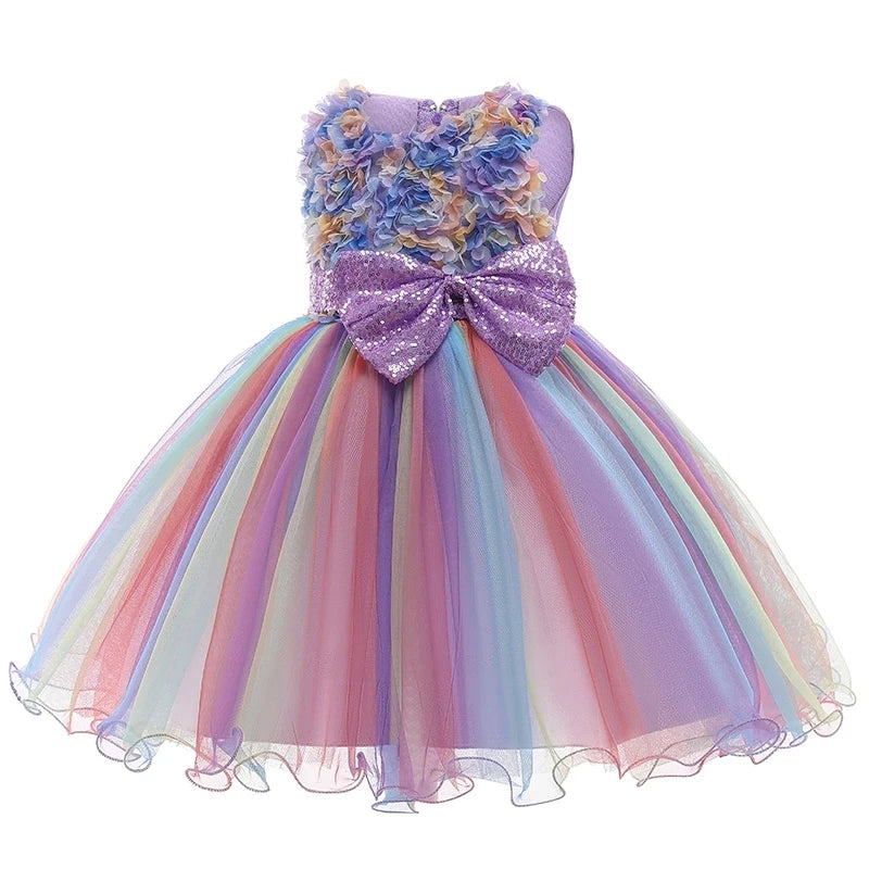 Baby/Kids Girls Colorful Flower Sequin Design Tutu Party Dresses