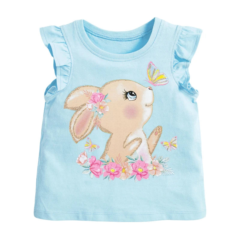 Cartoon Ladybug Design Little Girls Cotton Tops Tees