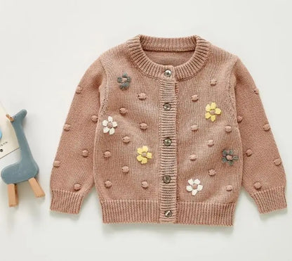 Baby Girls Long Sleeve Embroider Knit Cardigan childrensterritory