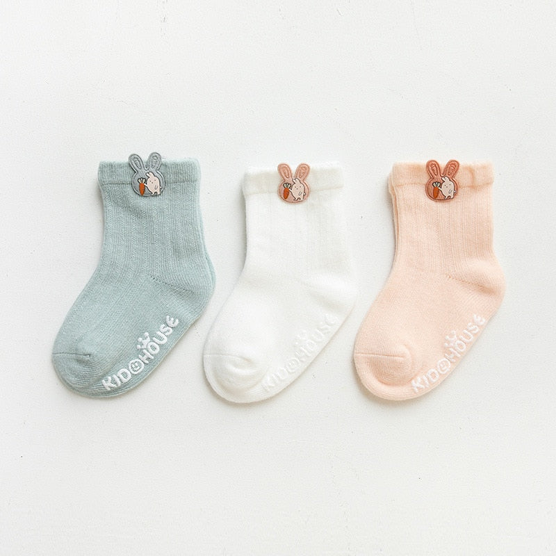 Cartoon Design Non-slip 3 Pairs/Lot Baby Floor Socks childrensterritory