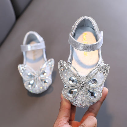 Kids Girls Pearl Butterfly Design Princess Party Shoes childrensterritory