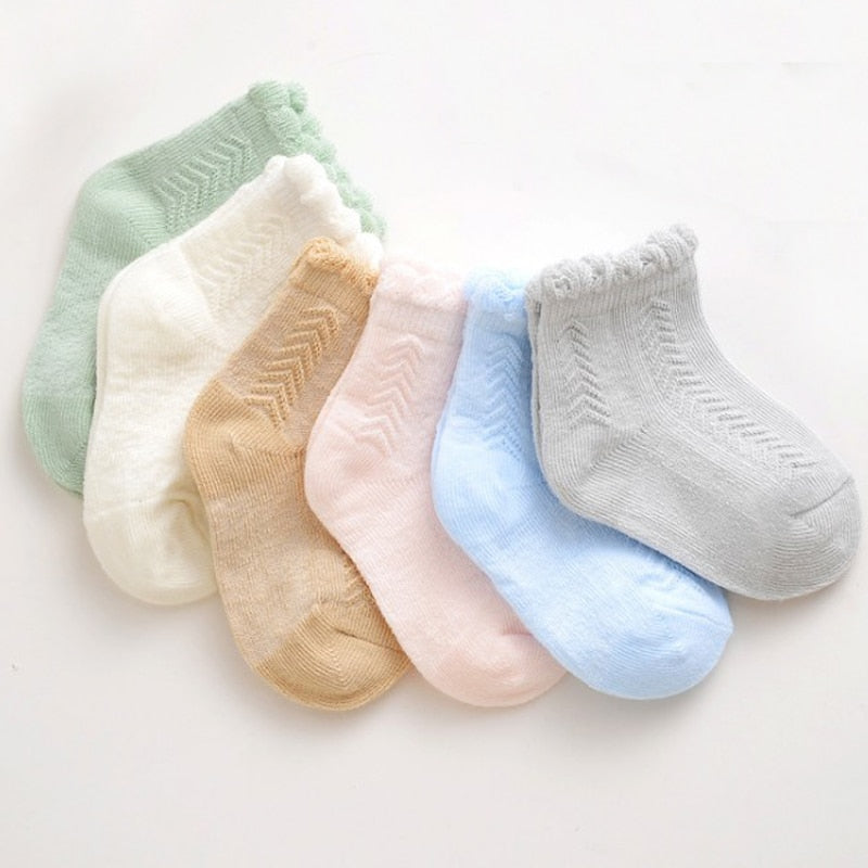 Baby Solid Color 6Pair/lot Thin Cotton socks childrensterritory
