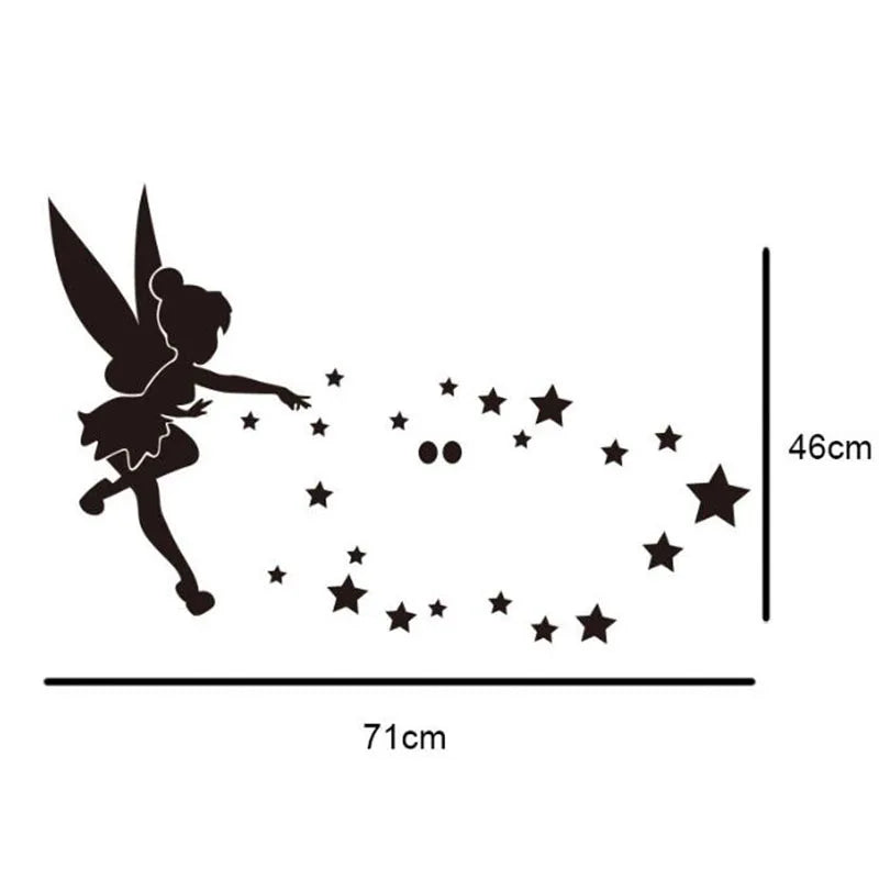 Fairy Blowing Stars Acrylic Mirror Wall Sticker for Home childrensterritory
