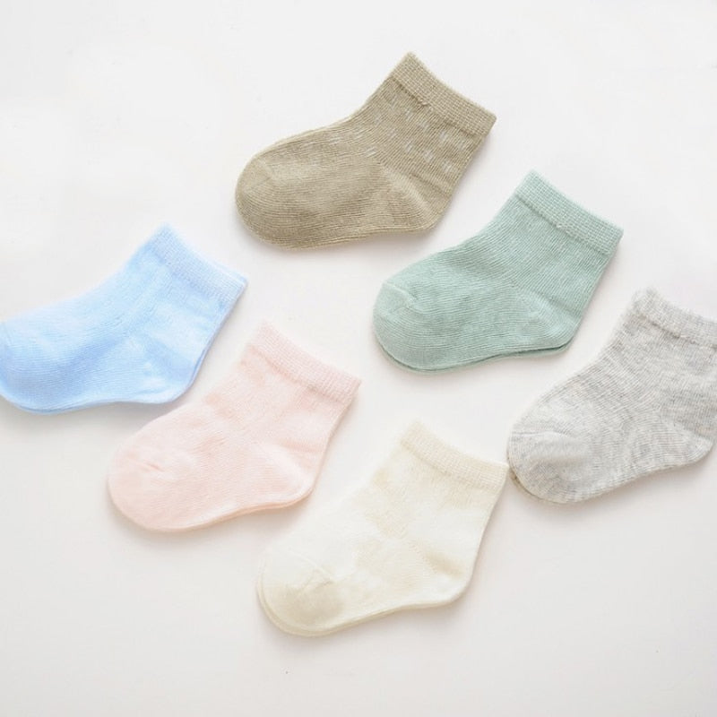 Baby Solid Color 6Pair/lot Thin Cotton socks childrensterritory