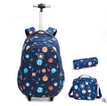 Printed 3pcs Kids School Bags On Wheels for Boys and Girls