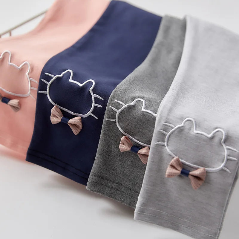 Kids Girls Kitty Design Skinny Cotton Leggings childrensterritory