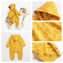 Dinosaur Print Baby Boys Long Sleeve Hooded Rompers