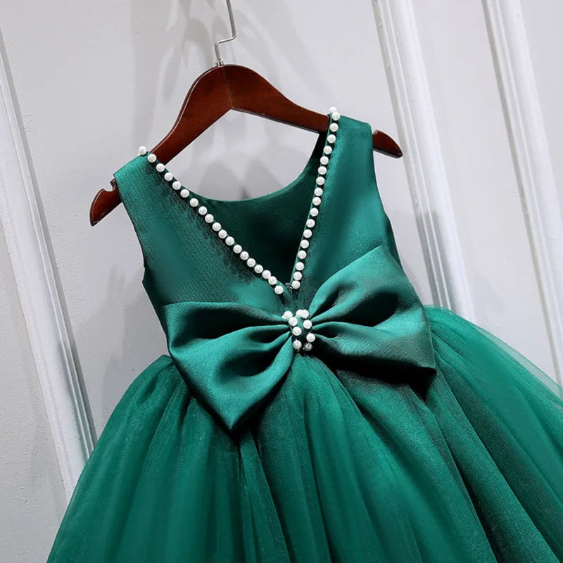 Little Girls Bridemaid Wedding Party Big Bow Princess Dress